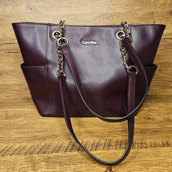 Calvin Klein Hayden Saffiano Leather Tote Shoulder purse 16 x 10in - Picture 1 of 11